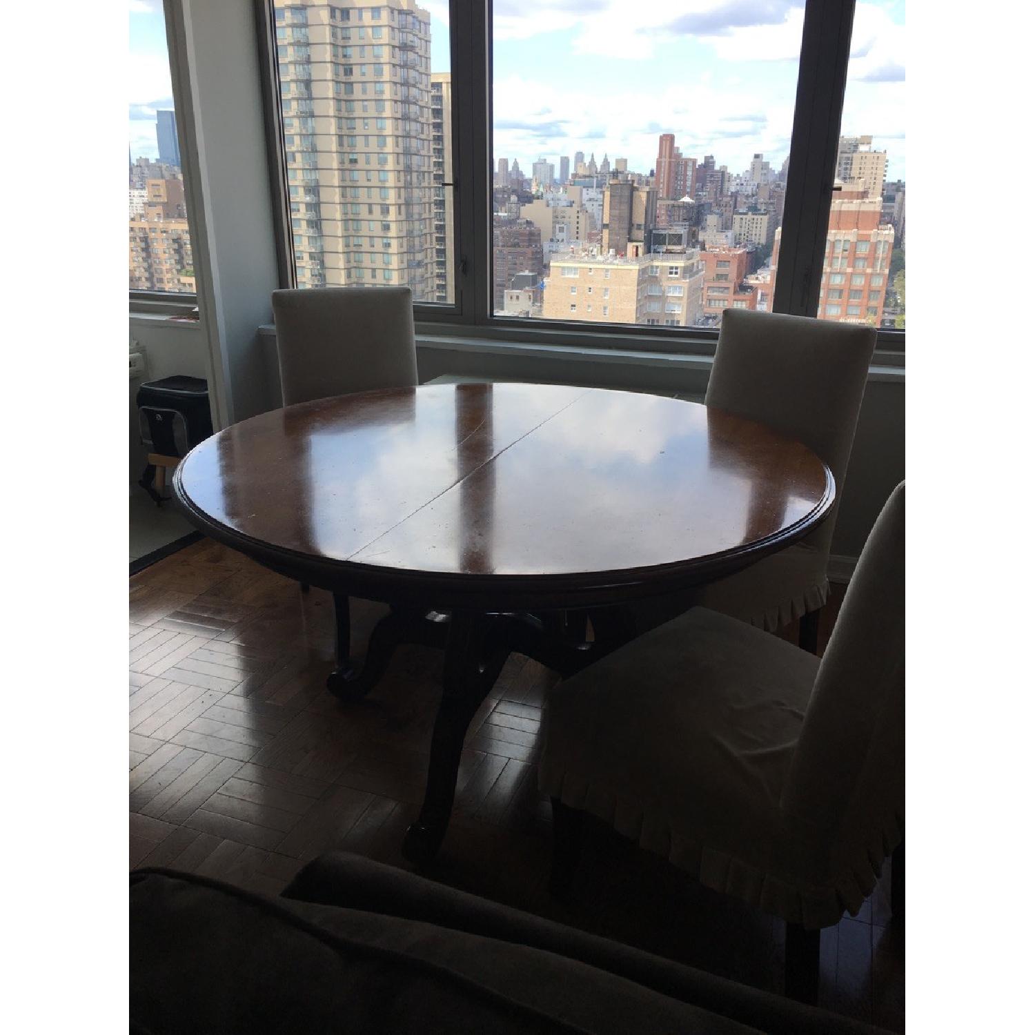 Ethan Allen Round Pedestal Dining Table w/ Leaf - image-3