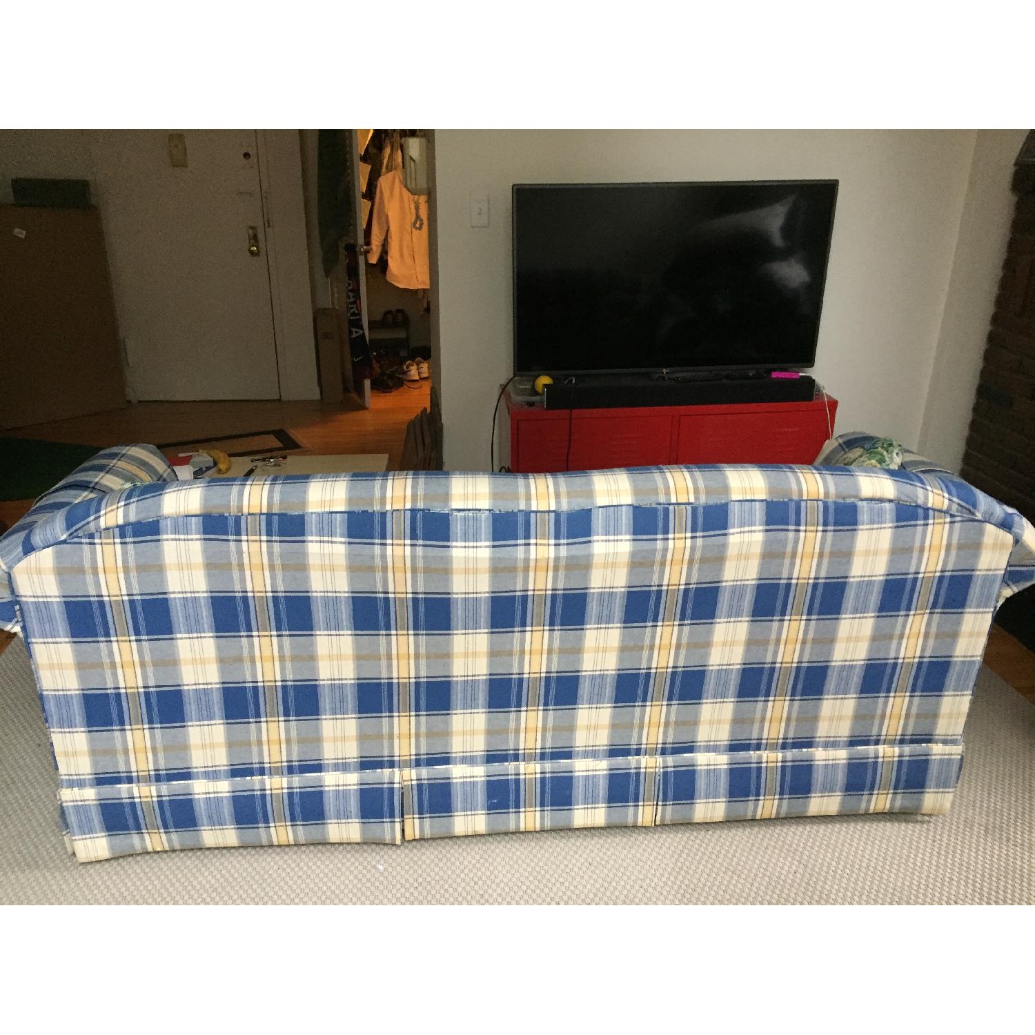 Plaid Sleeper Sofa + Arm Chair - image-4