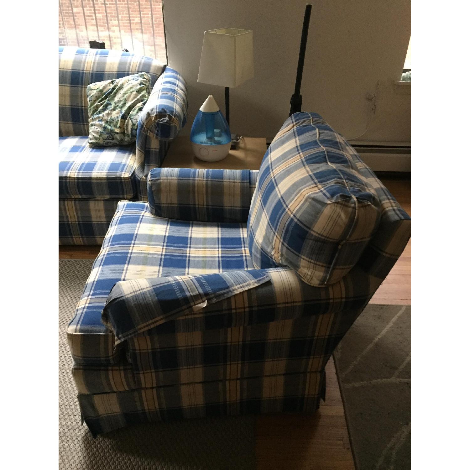 Plaid Sleeper Sofa + Arm Chair - image-8