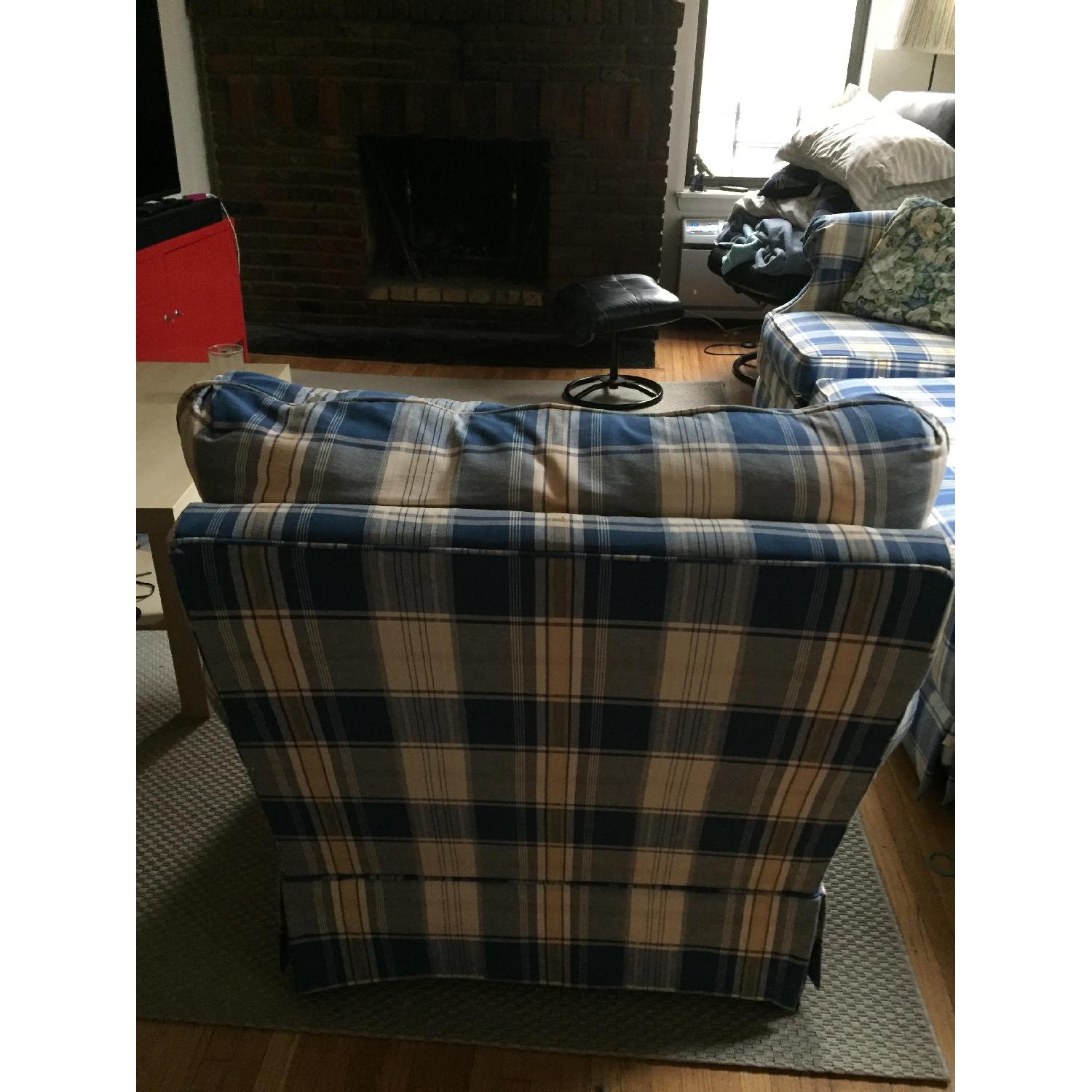 Plaid Sleeper Sofa + Arm Chair - image-9