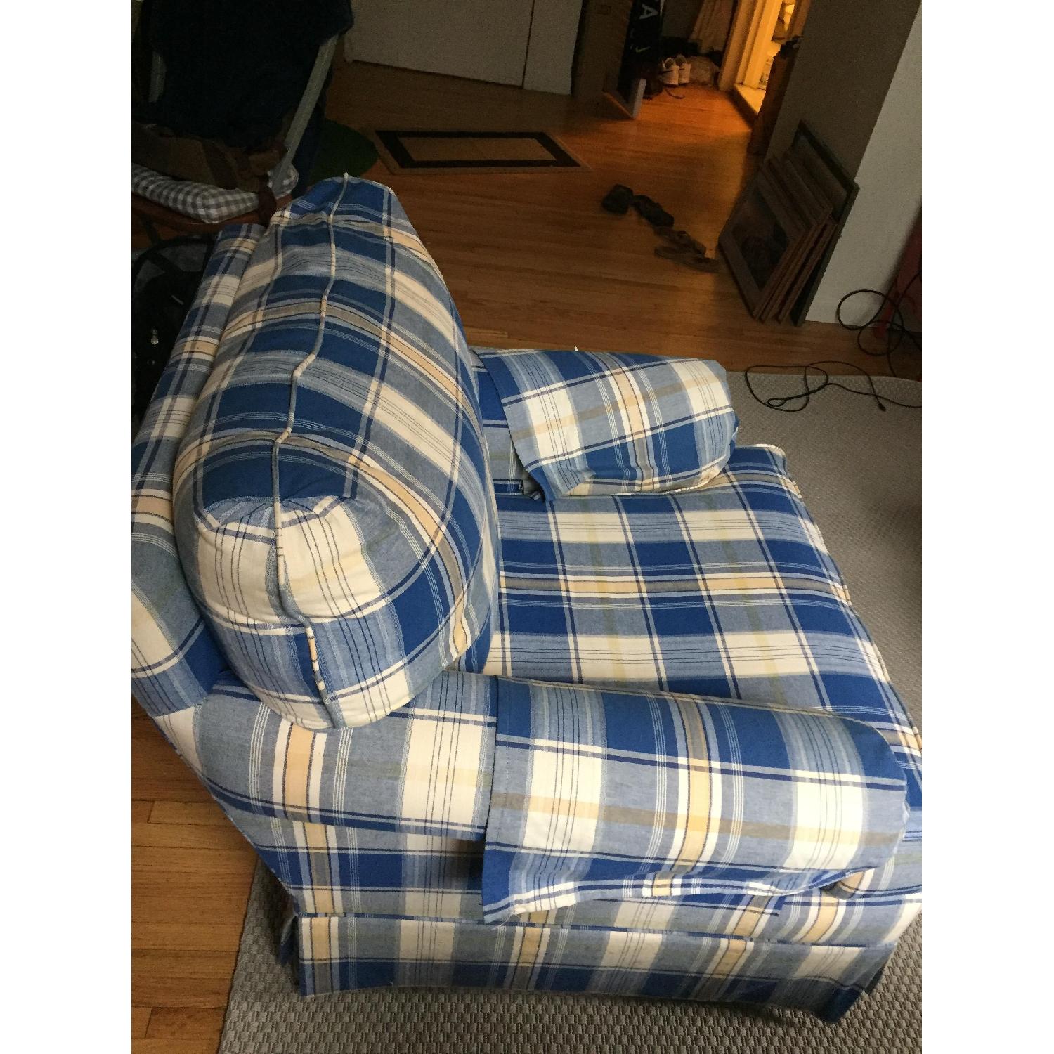 Plaid Sleeper Sofa + Arm Chair - image-10