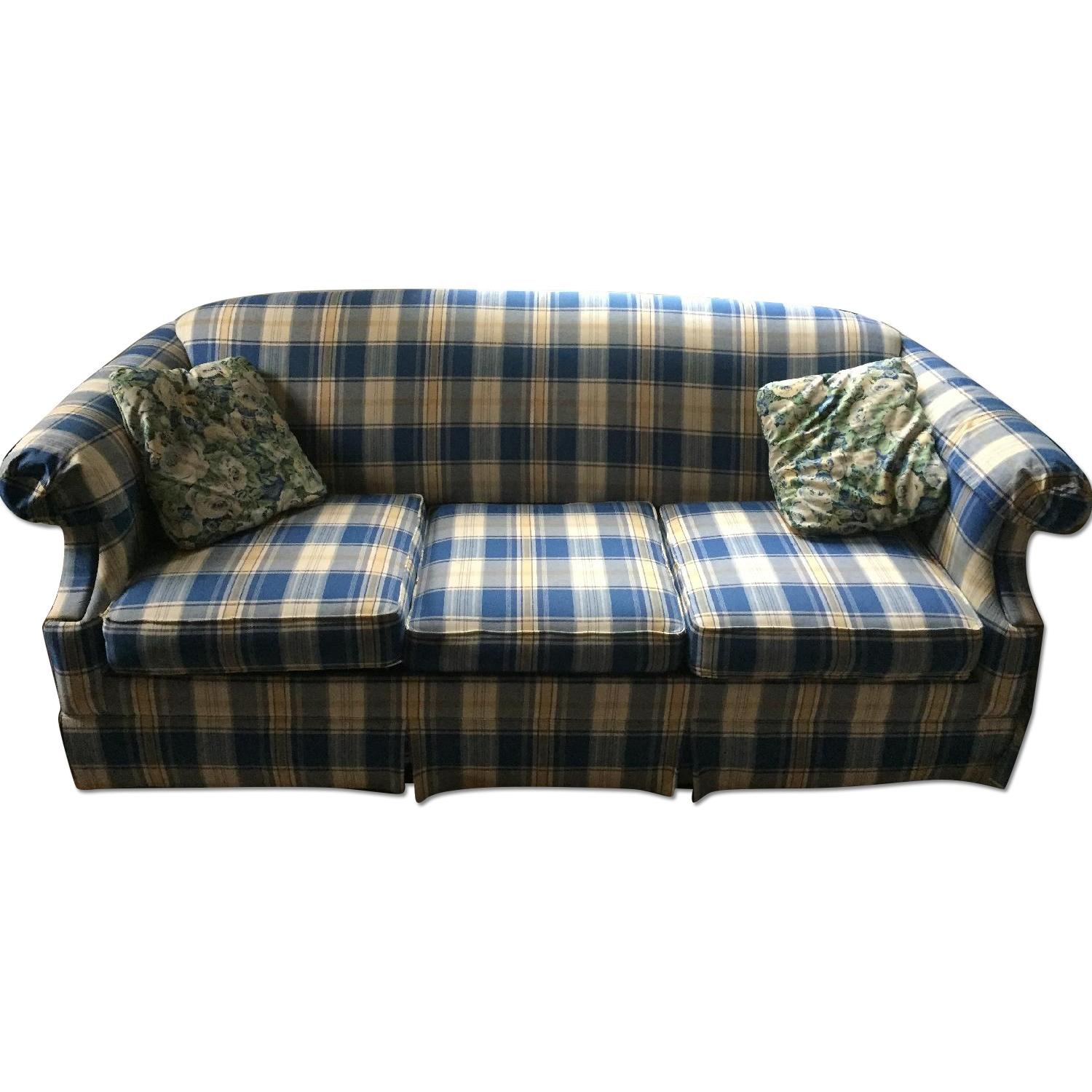 Plaid Sleeper Sofa + Arm Chair AptDeco