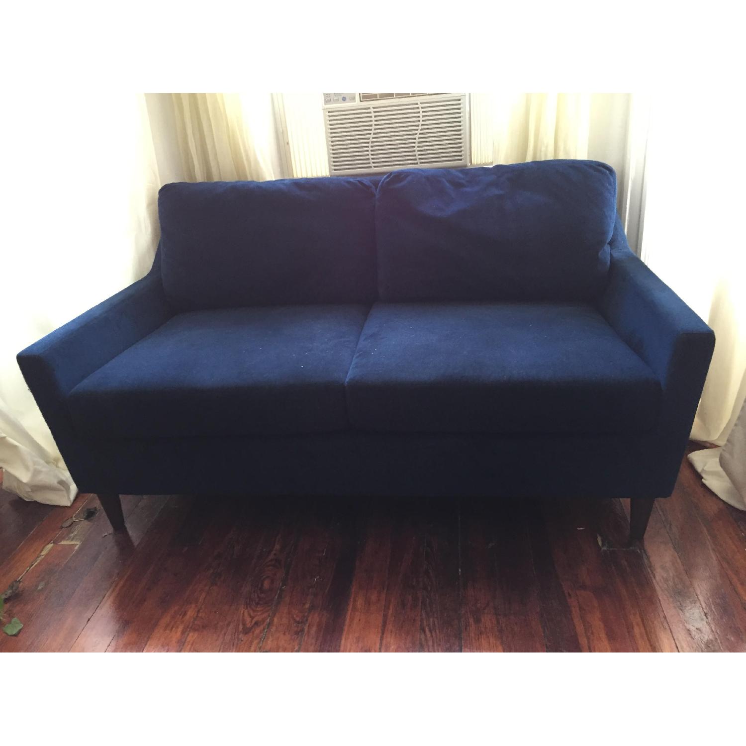 West Elm Blue Velvet Loveseat - image-1