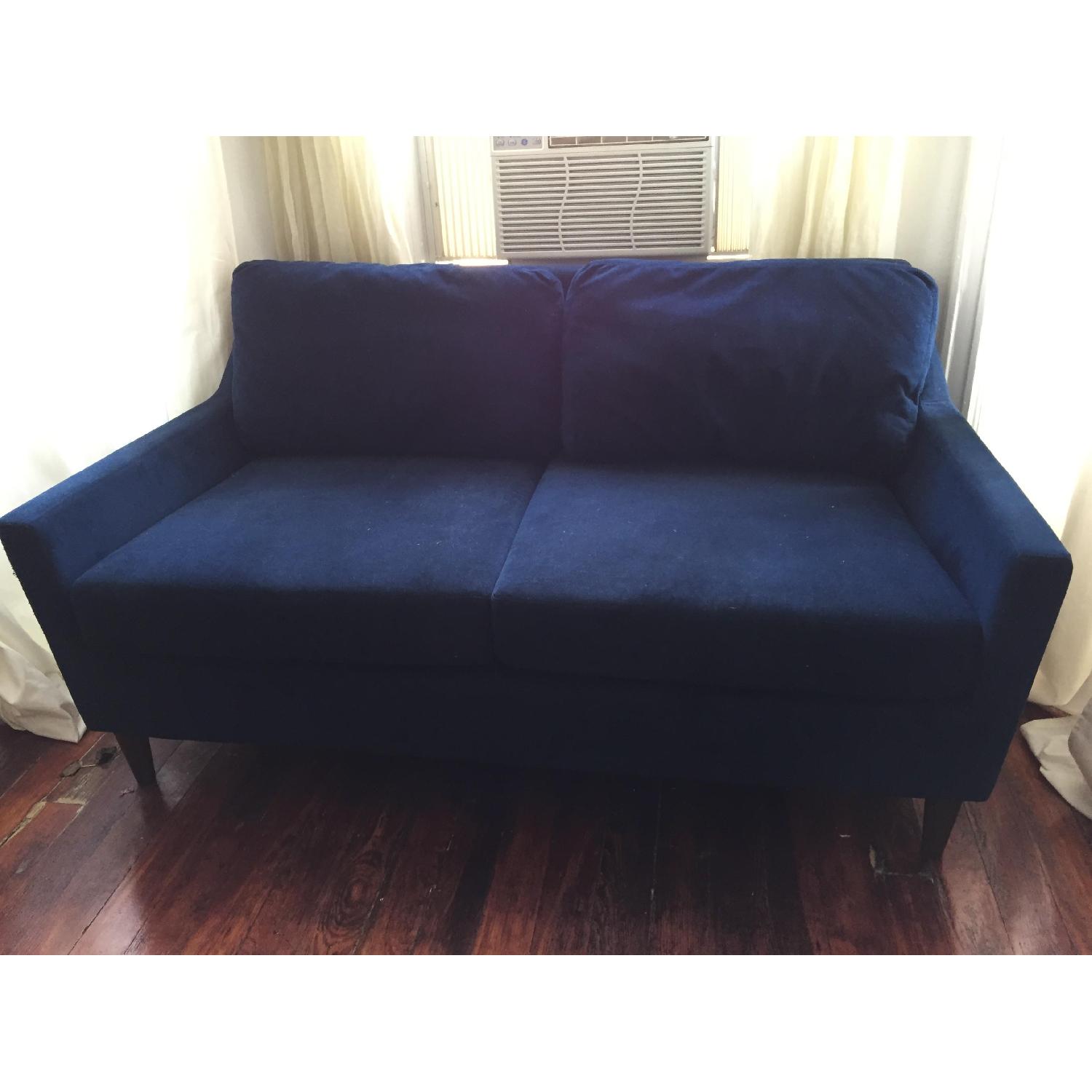West Elm Blue Velvet Loveseat - image-2