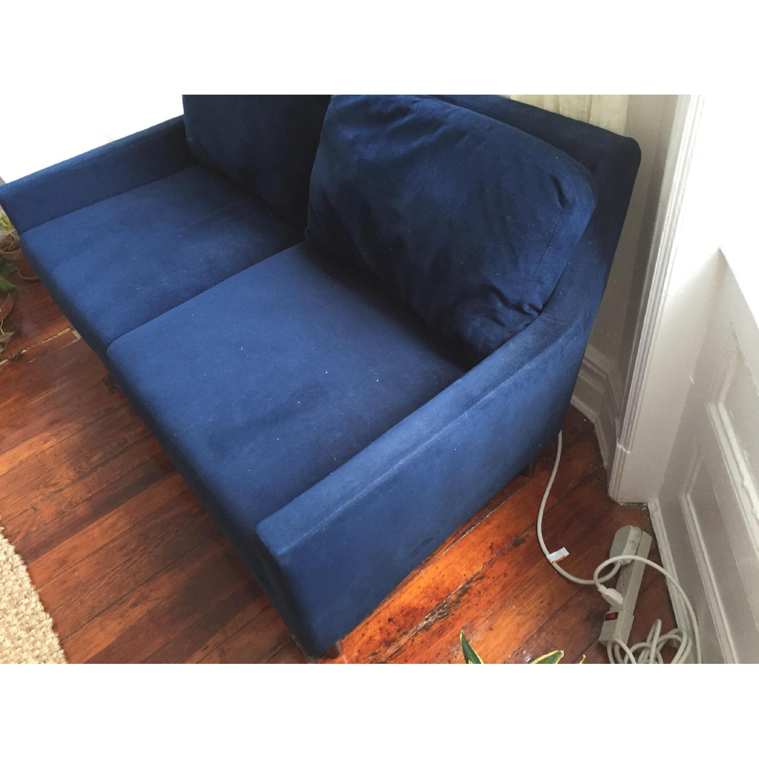 West Elm Blue Velvet Loveseat - image-3
