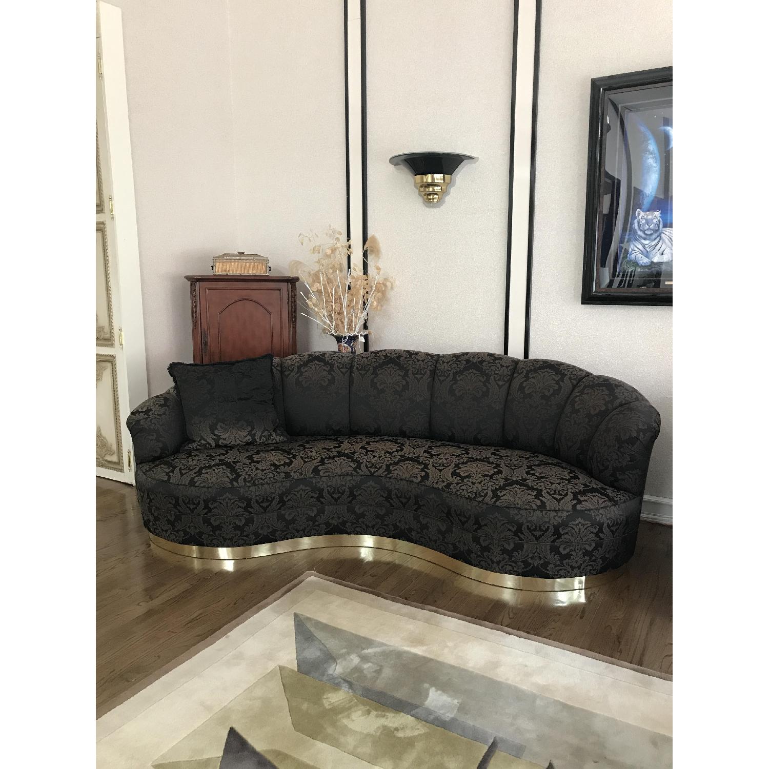 Art Deco Style Black & Gold Sofa - image-1