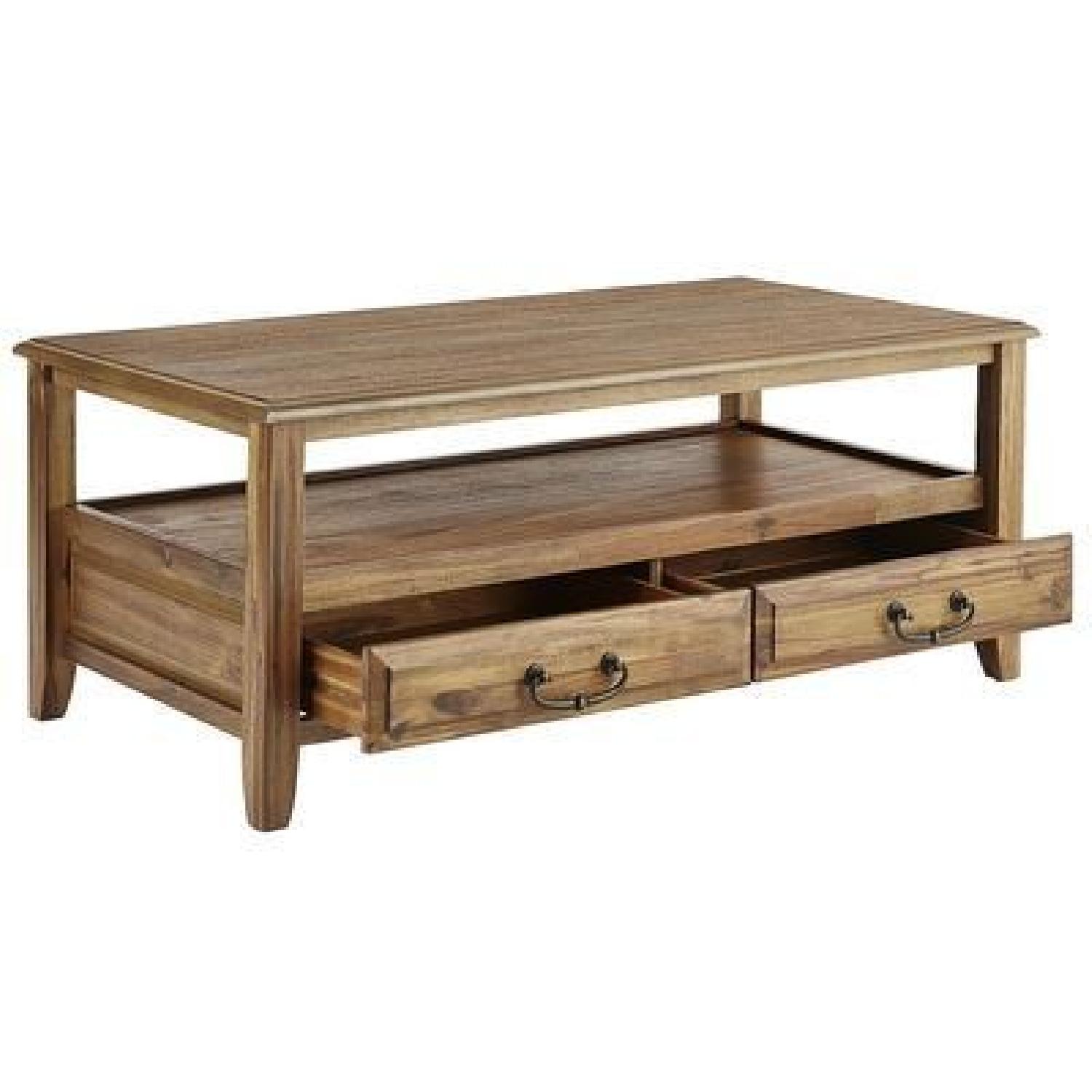 Pier 1 Wood Coffee Table w/ Drawers - image-2