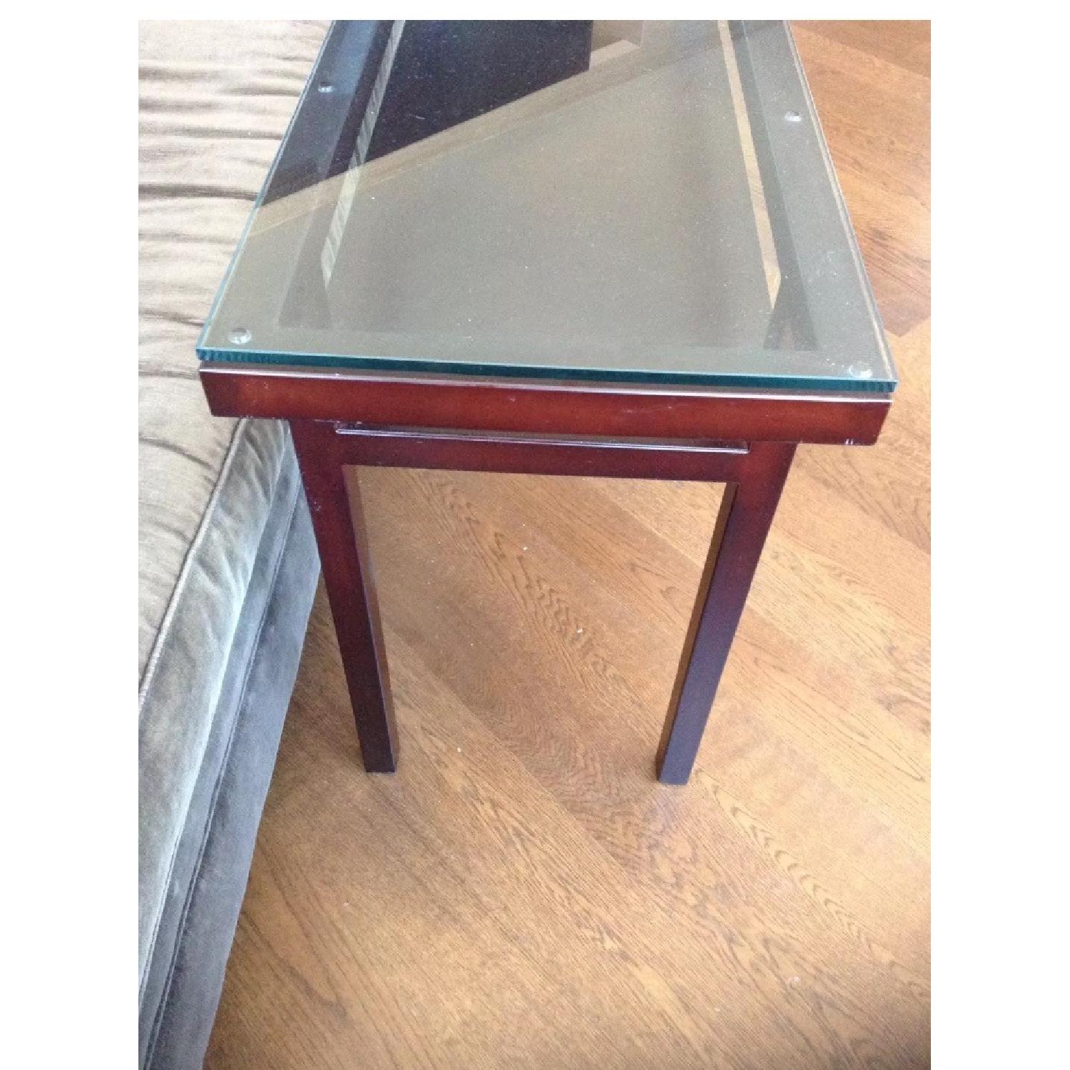 Crate & Barrel Glass & Bronze Parsons Console Table - image-4