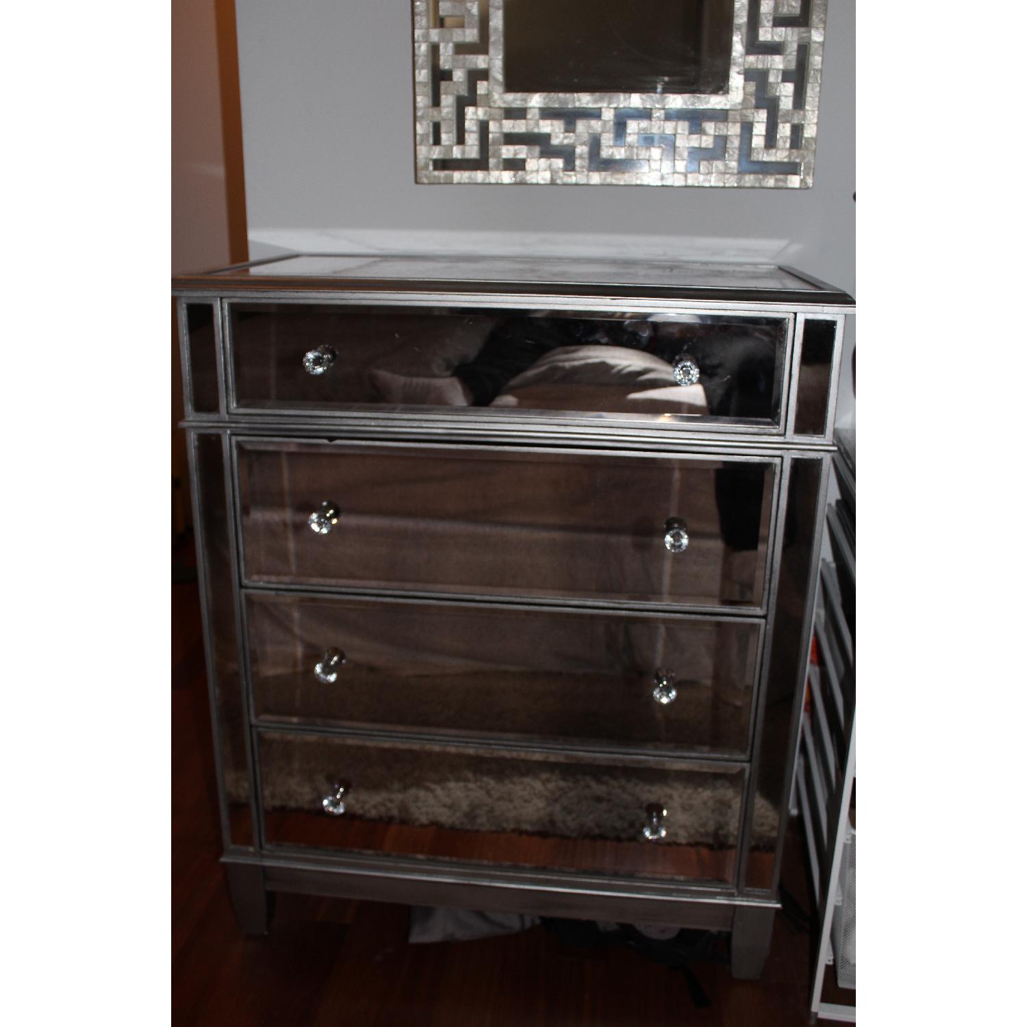 Pier 1 Hayworth Mirrored Weathered Oak 4-Drawer Chest - image-1