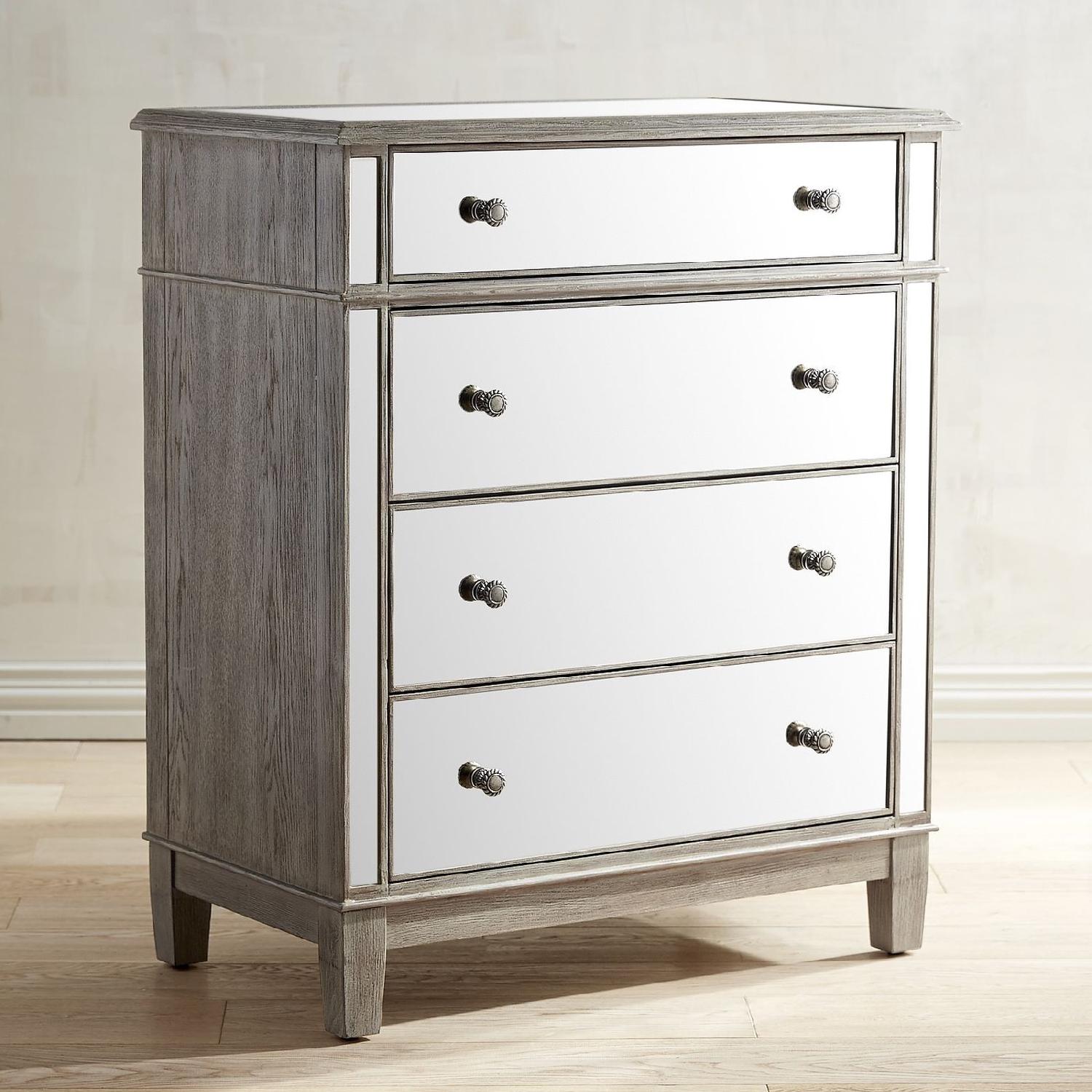 Pier 1 Hayworth Mirrored Weathered Oak 4-Drawer Chest - image-5