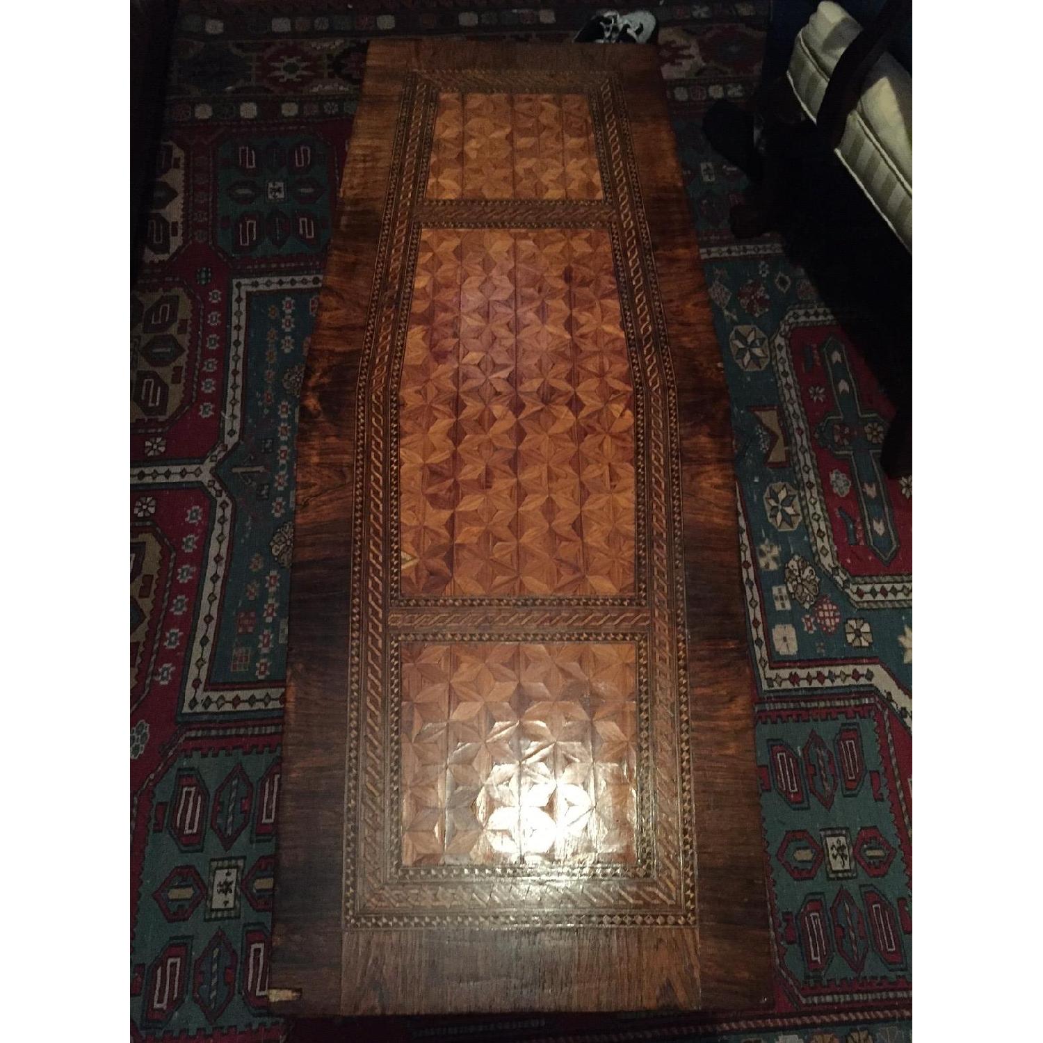 Antique Wood Inlay Coffee Table - image-1