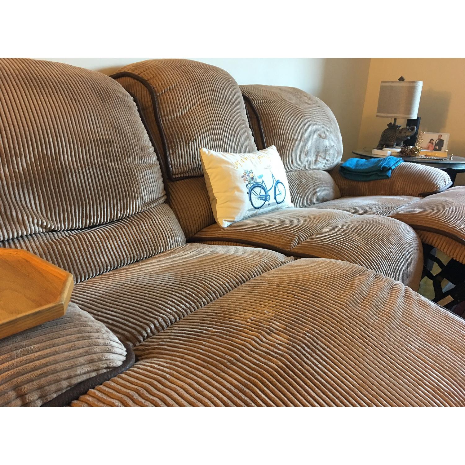 American Signature Furniture Laguna Dual Reclining Sofa in Camel - image-4