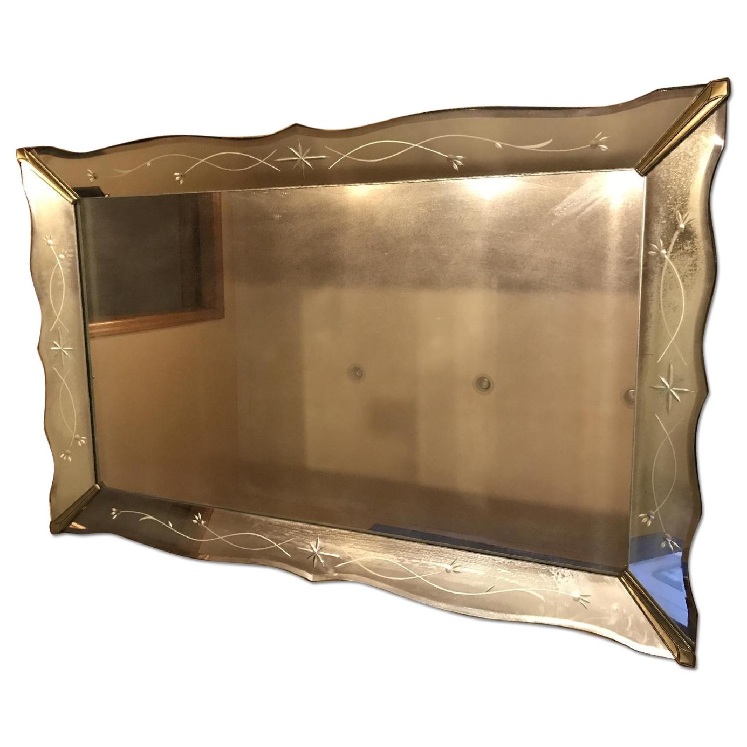 Vintage Venetian Hollywood Regency Etched Mirror - image-0