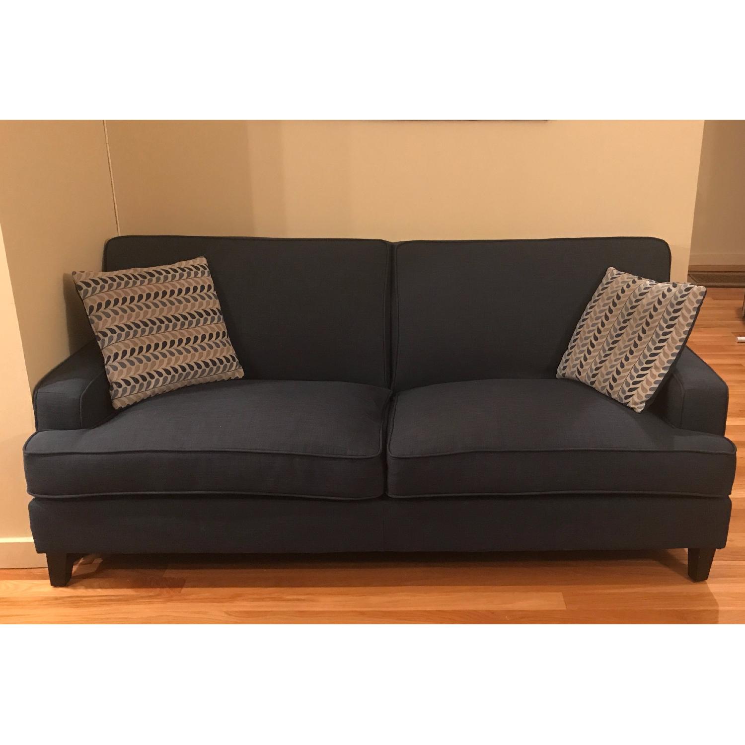 Blue Linen Sofa - image-1