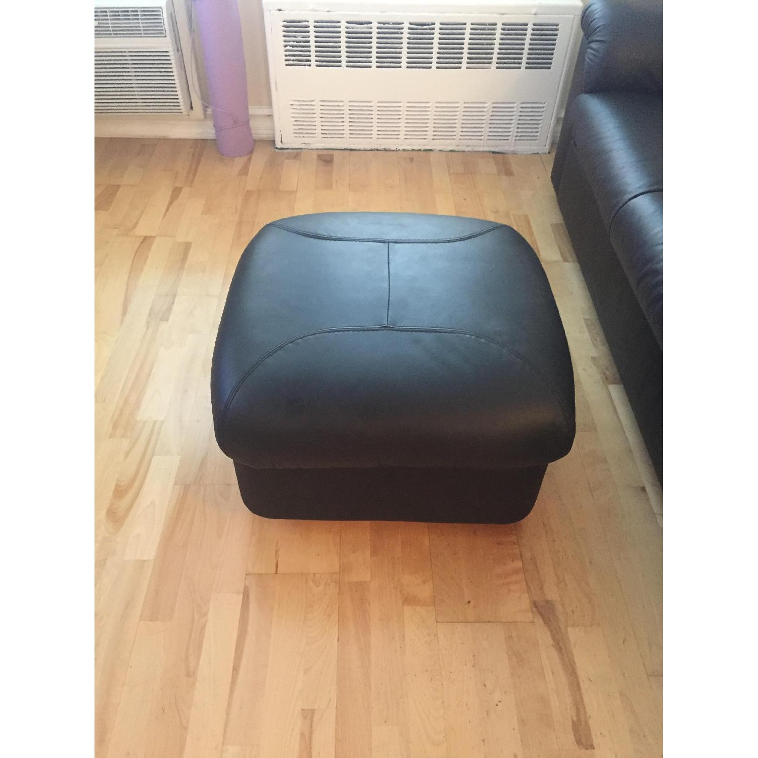 Ikea Timsfors Black Leather Sofa w/ Ottoman - image-4