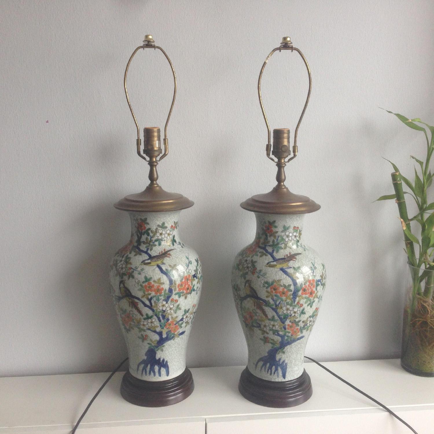 Chinoiserie Table Lamps w/ Shades - Pair - image-1