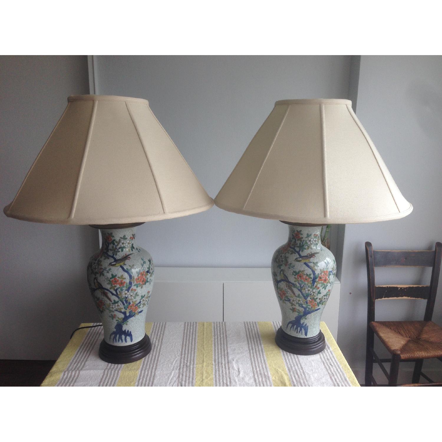 Chinoiserie Table Lamps w/ Shades - Pair - image-4