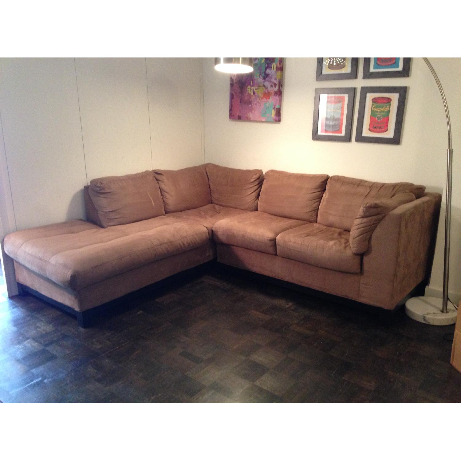 Raymour & Flanigan Brown L-Shaped Sectional Sofa - image-1