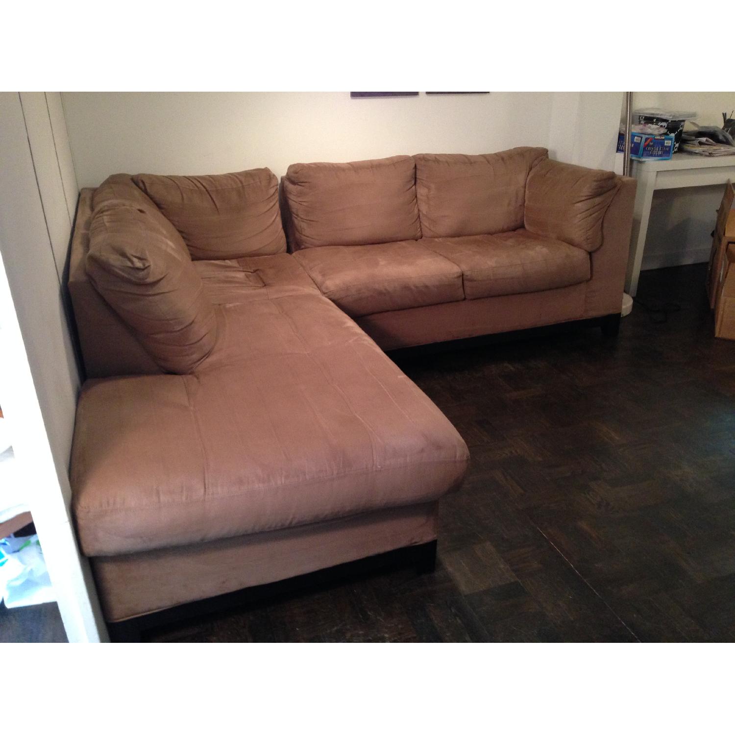 Raymour & Flanigan Brown L-Shaped Sectional Sofa - image-2