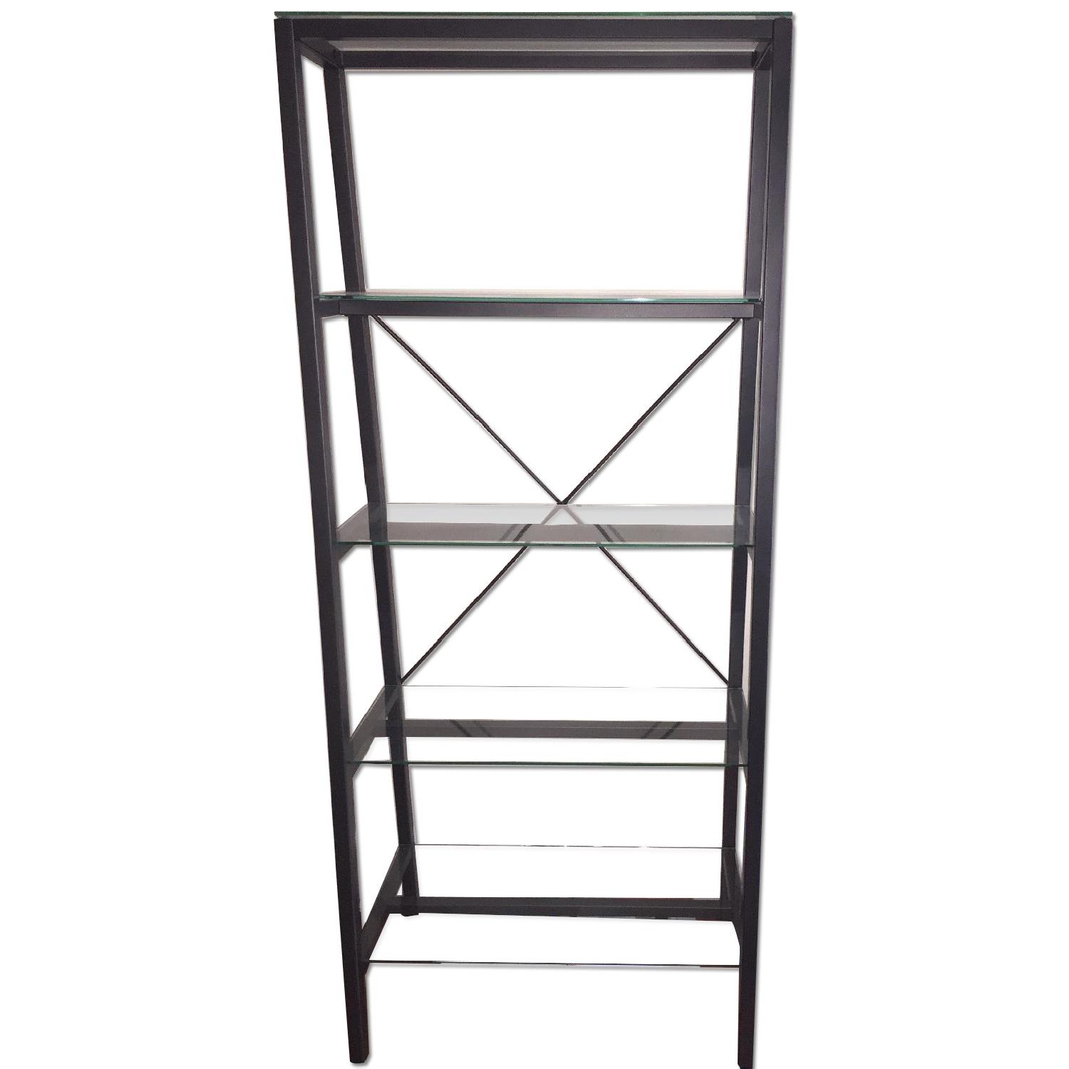CB2 4 Shelf Aluminum & Glass Bookshelf AptDeco