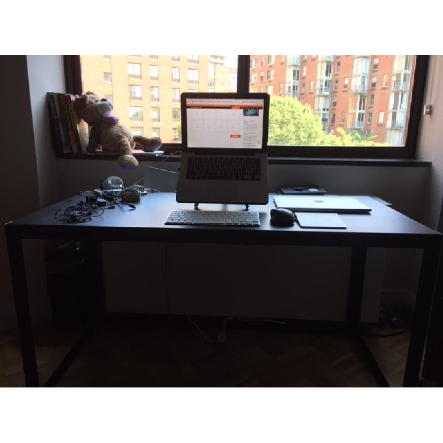 Crate & Barrel Modern Rolling Metal Desk/Table - image-3