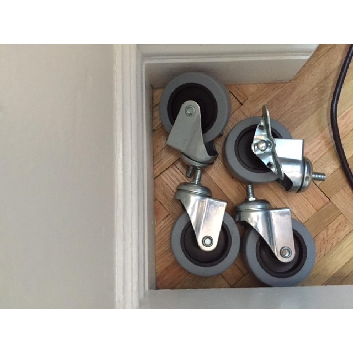 Crate & Barrel Modern Rolling Metal Desk/Table - image-4