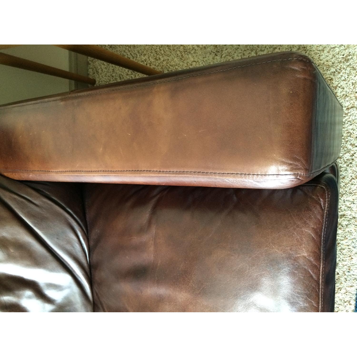 Arizona Leather Dark Brown Sofa w/ Custom Design and Stiching - image-3