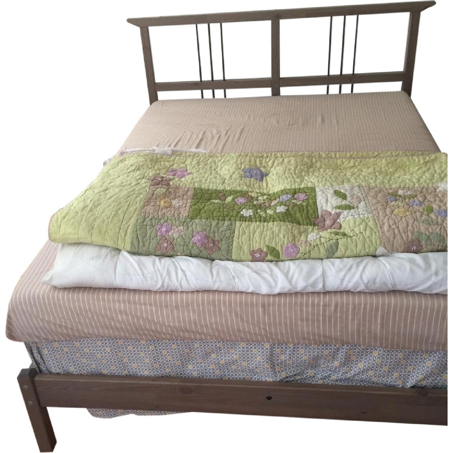 Ikea Full Size Bed Frame w/ Wooden Slatted Foundation AptDeco