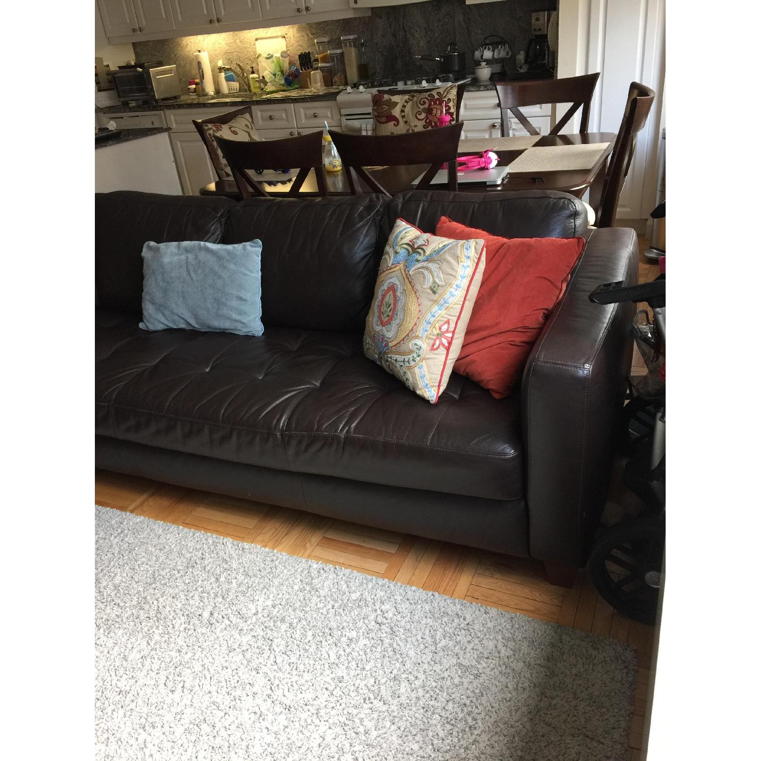 Macy's Brown Leather Sectional - image-2