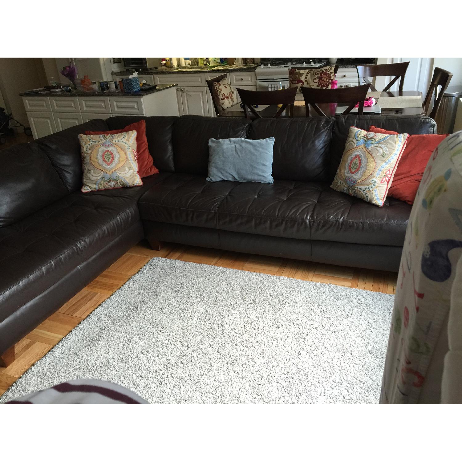 Macy's Brown Leather Sectional - image-5