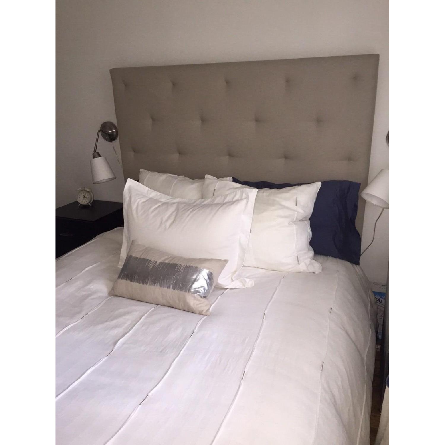 West Elm Queen Simple Bed Frame w/ Diamond Tufted Headboard - image-2