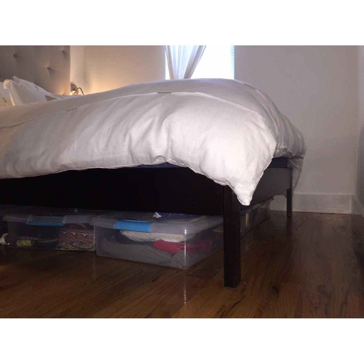 West Elm Queen Simple Bed Frame w/ Diamond Tufted Headboard - image-4