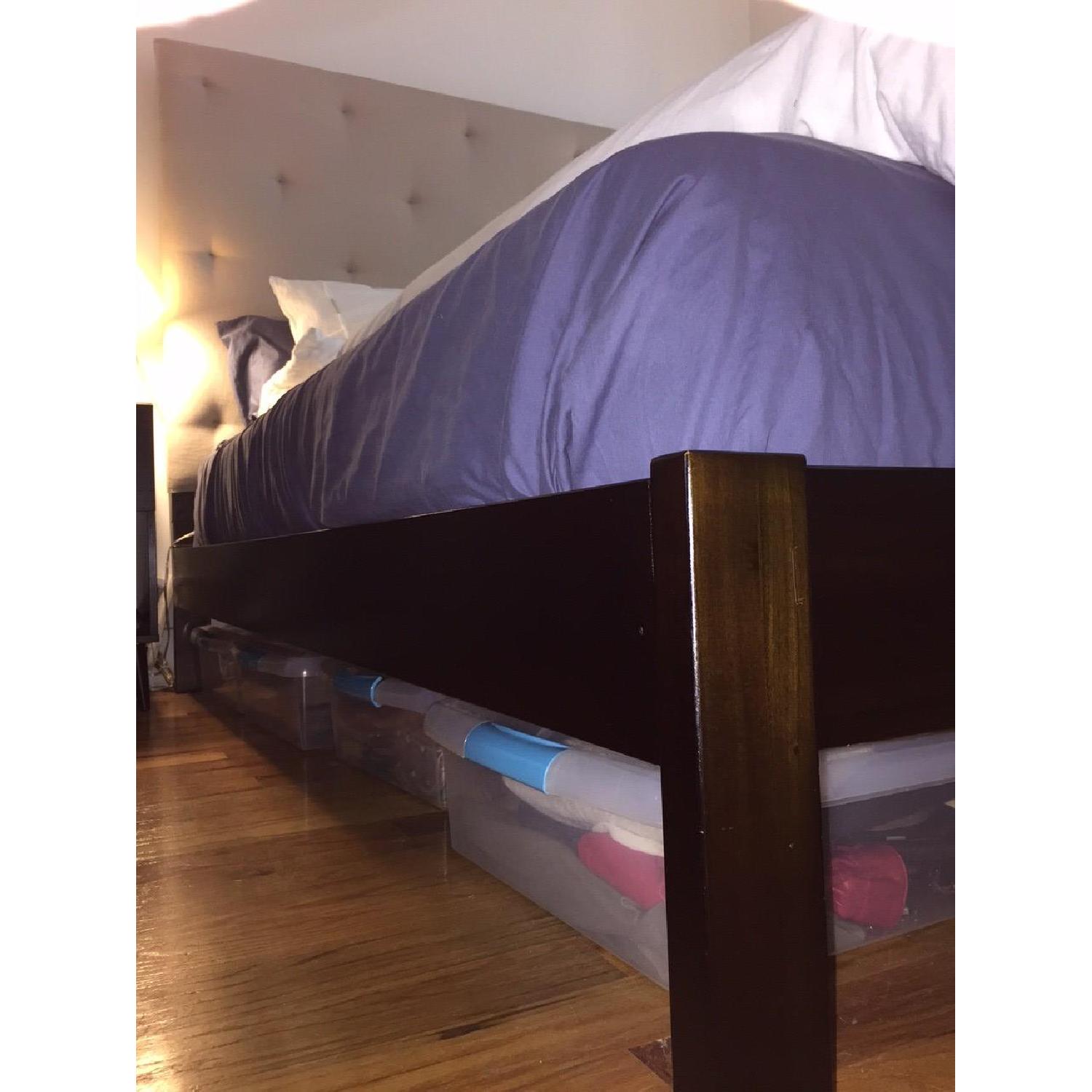 West Elm Queen Simple Bed Frame w/ Diamond Tufted Headboard - image-6