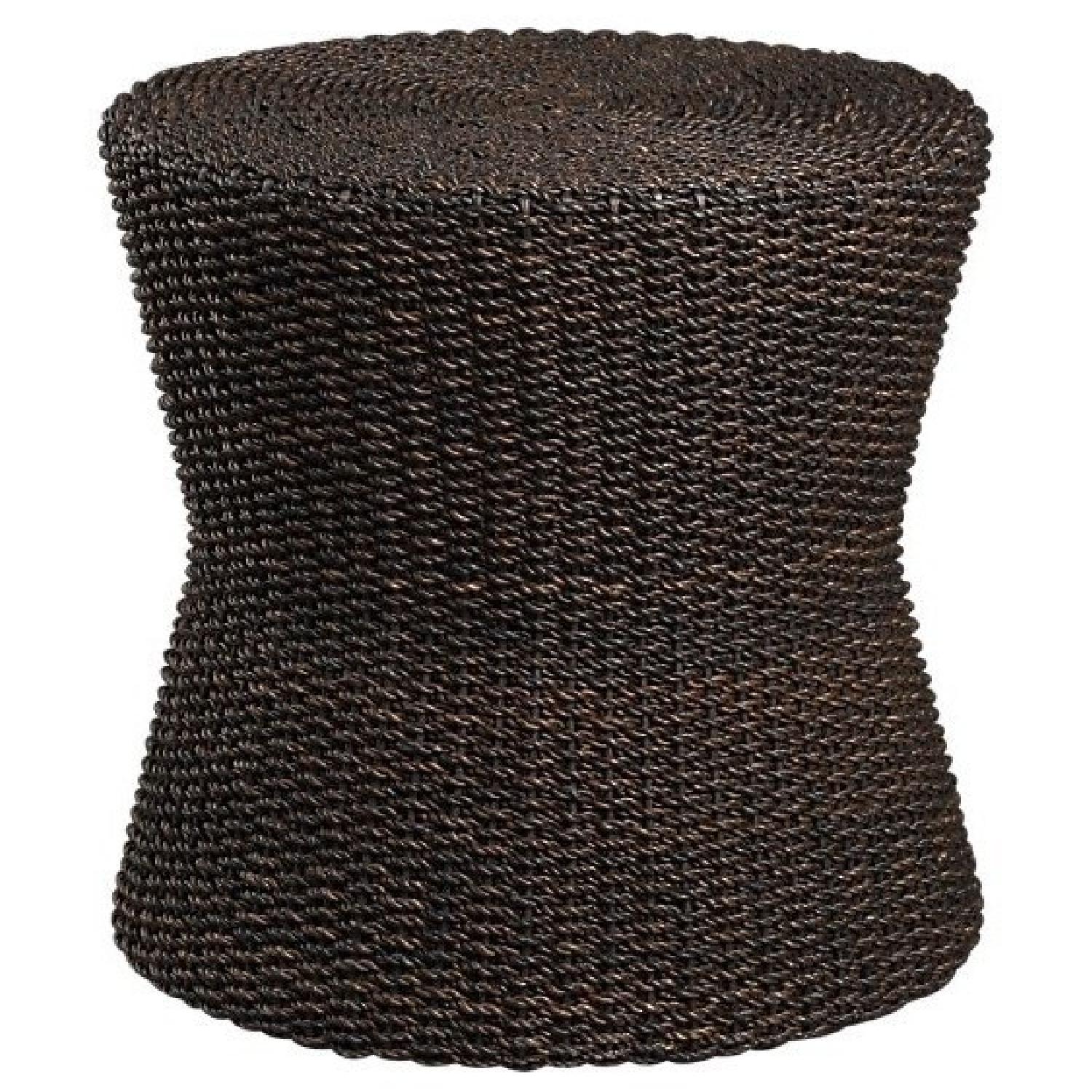 Crate & Barrel Dark Abaca Ottoman with Floor Vase Set - image-2