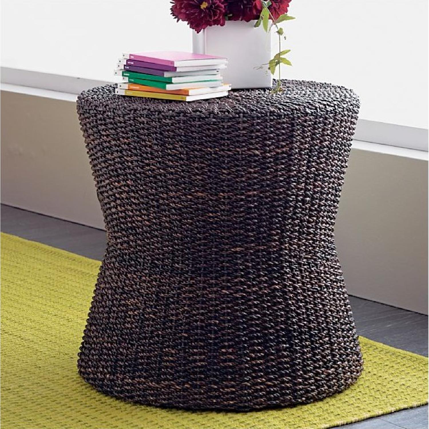 Crate & Barrel Dark Abaca Ottoman with Floor Vase Set - image-3