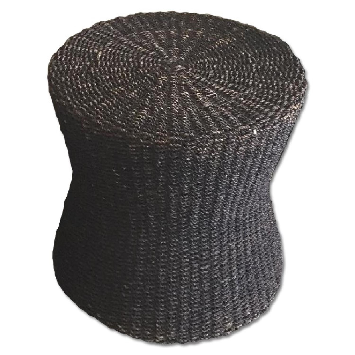 Crate & Barrel Dark Abaca Ottoman with Floor Vase Set - image-0