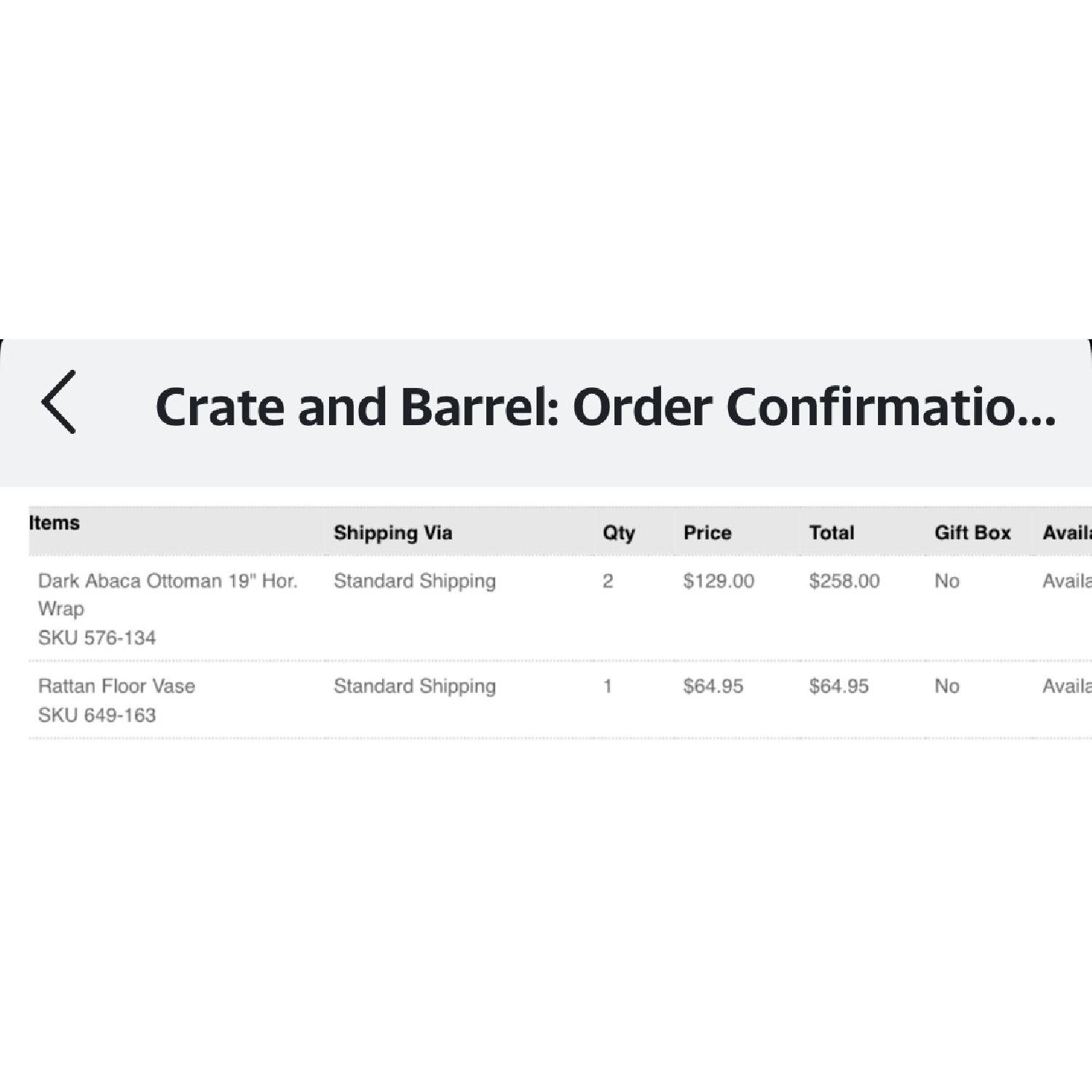 Crate & Barrel Dark Abaca Ottoman with Floor Vase Set - image-4