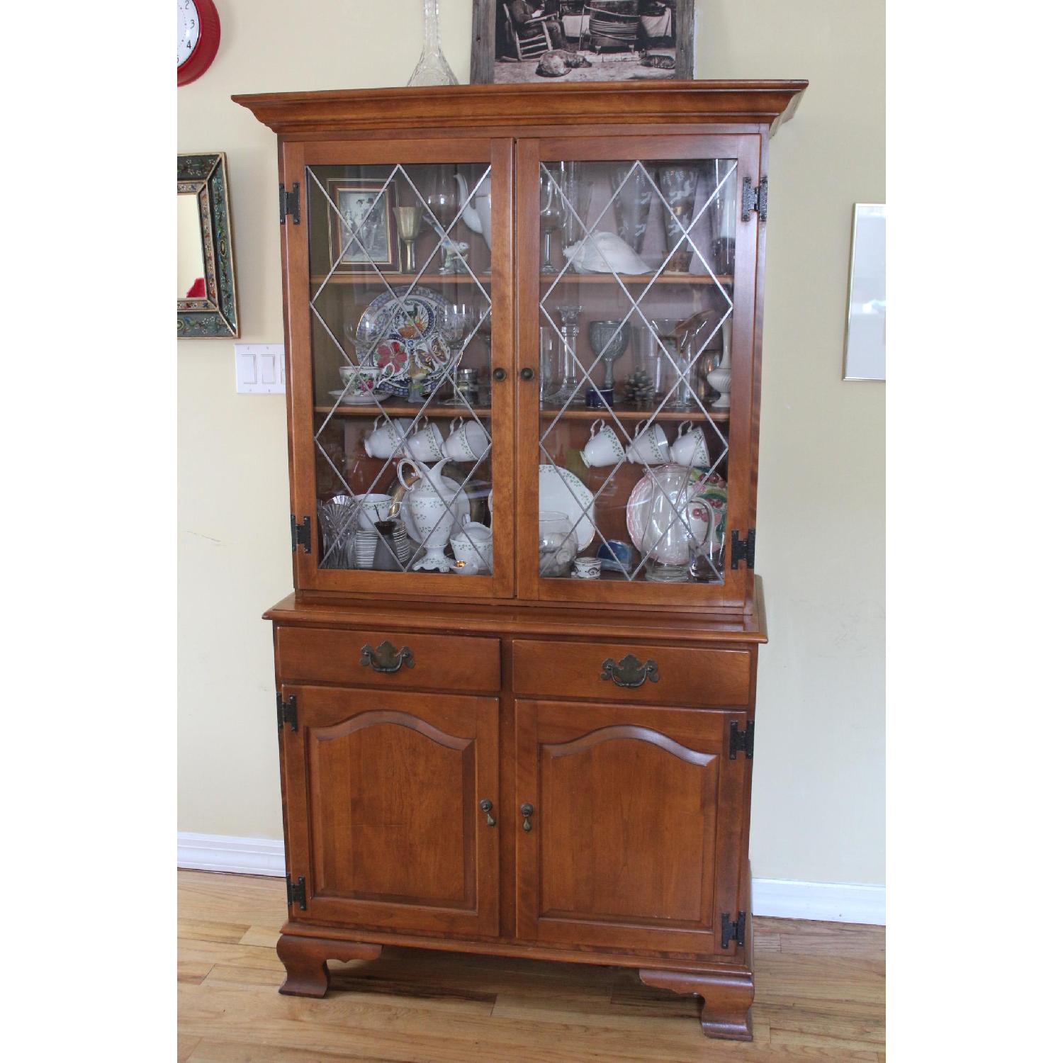 Ethan Allen American Traditional Nutmeg Maple China Cabinet - image-1