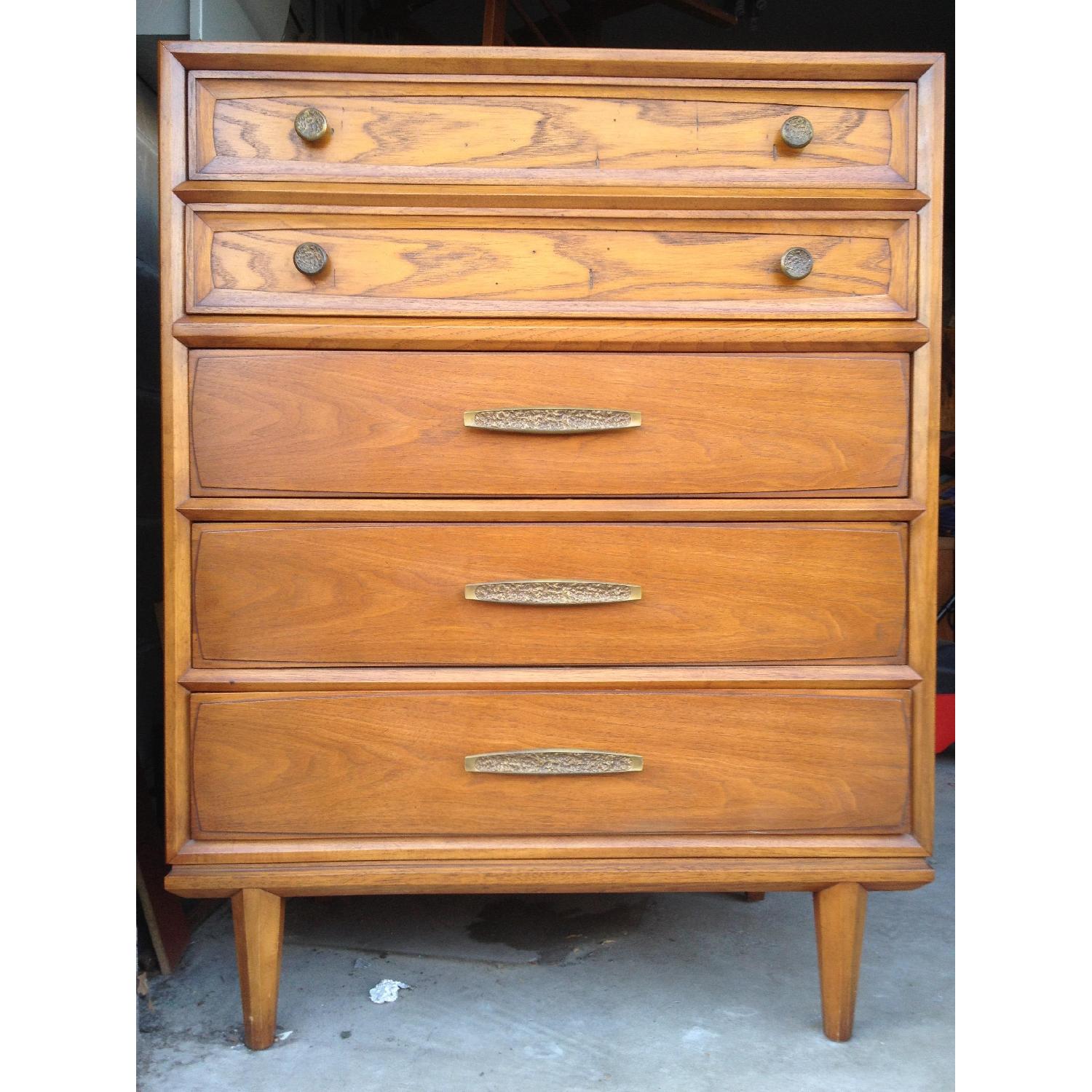 Mid Century Danish Modern Solid Teak Wood Tall Dresser - image-1