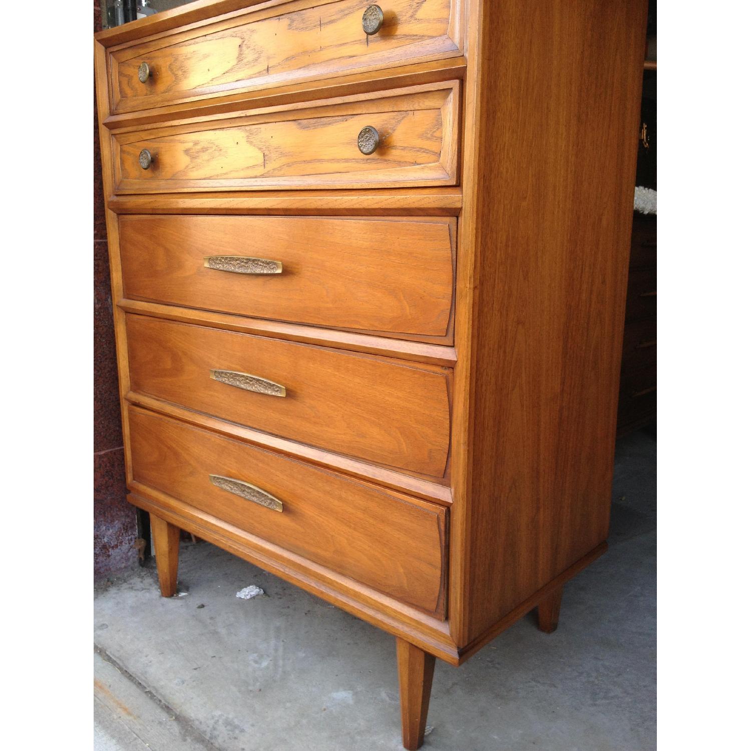 Mid Century Danish Modern Solid Teak Wood Tall Dresser - image-2