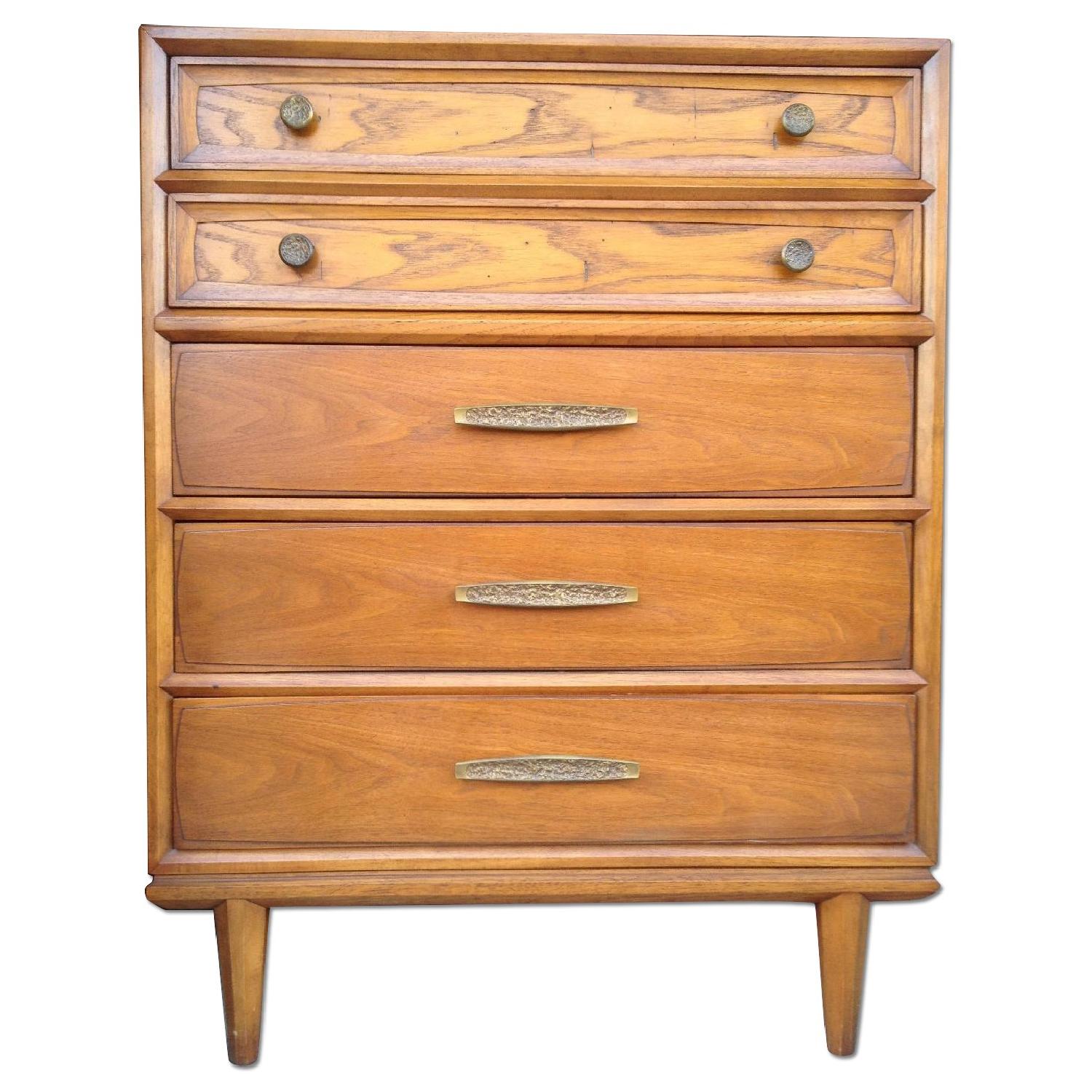Mid Century Danish Modern Solid Teak Wood Tall Dresser AptDeco