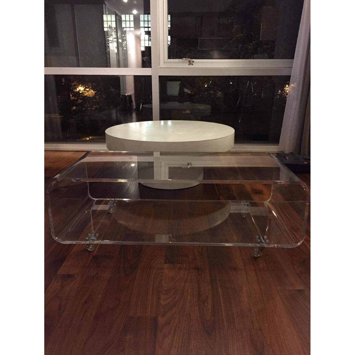 CB2 Acrylic Media Console + Nesting Tables AptDeco