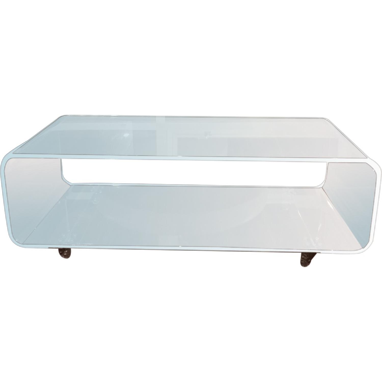 CB2 Acrylic Media Console + Nesting Tables AptDeco