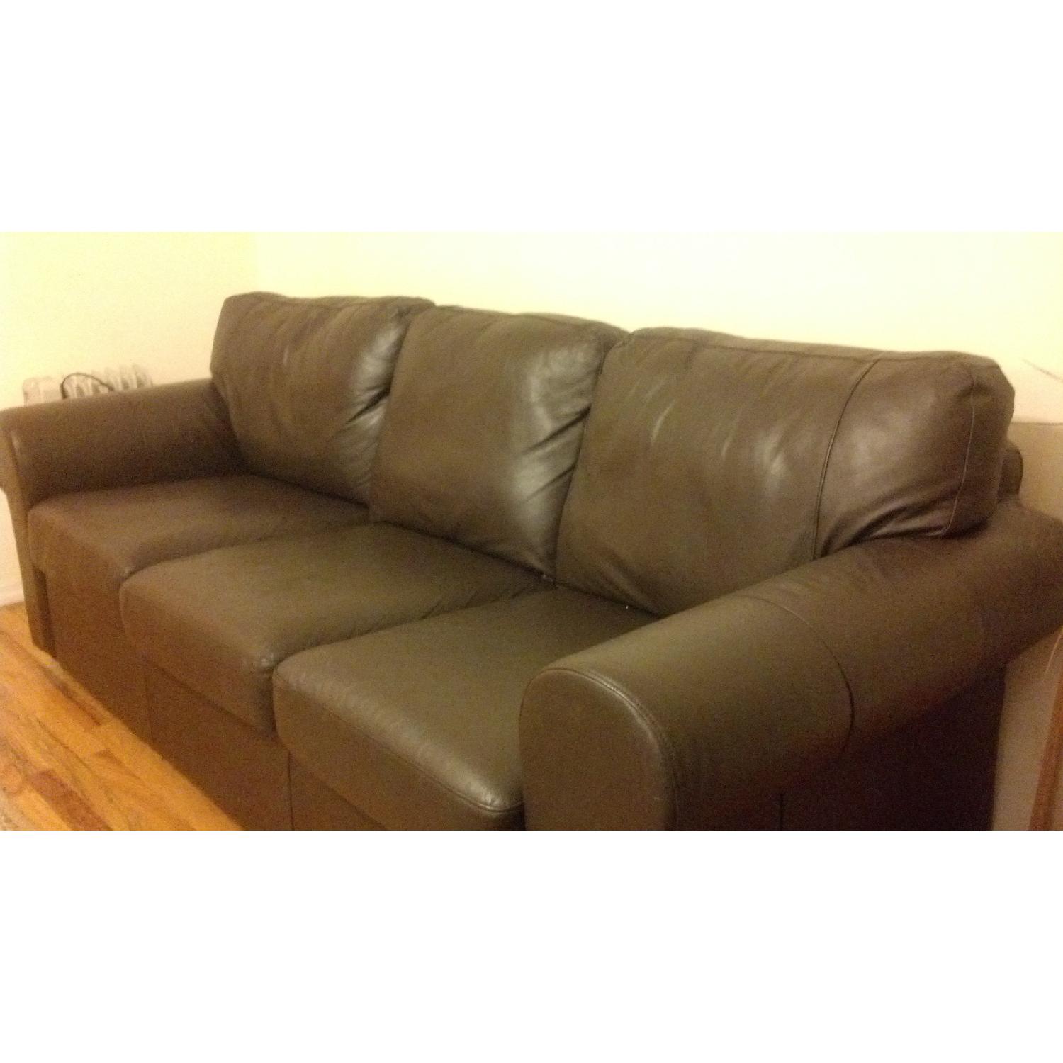 Ikea Ektorp Dark Brown Leather Sofas - image-2