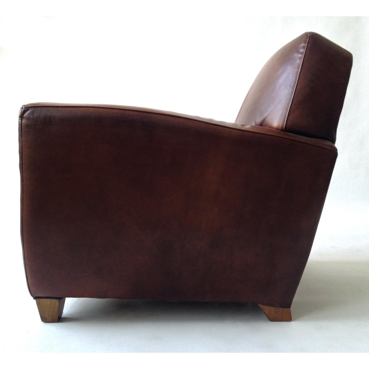 Mitchel Gold for Restoration Hardware Leather Club Chairs w/ 1 Matching Ottoman - image-3