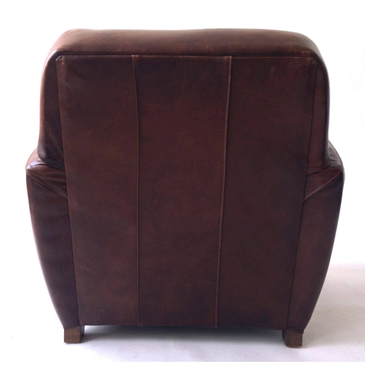 Mitchel Gold for Restoration Hardware Leather Club Chairs w/ 1 Matching Ottoman - image-4