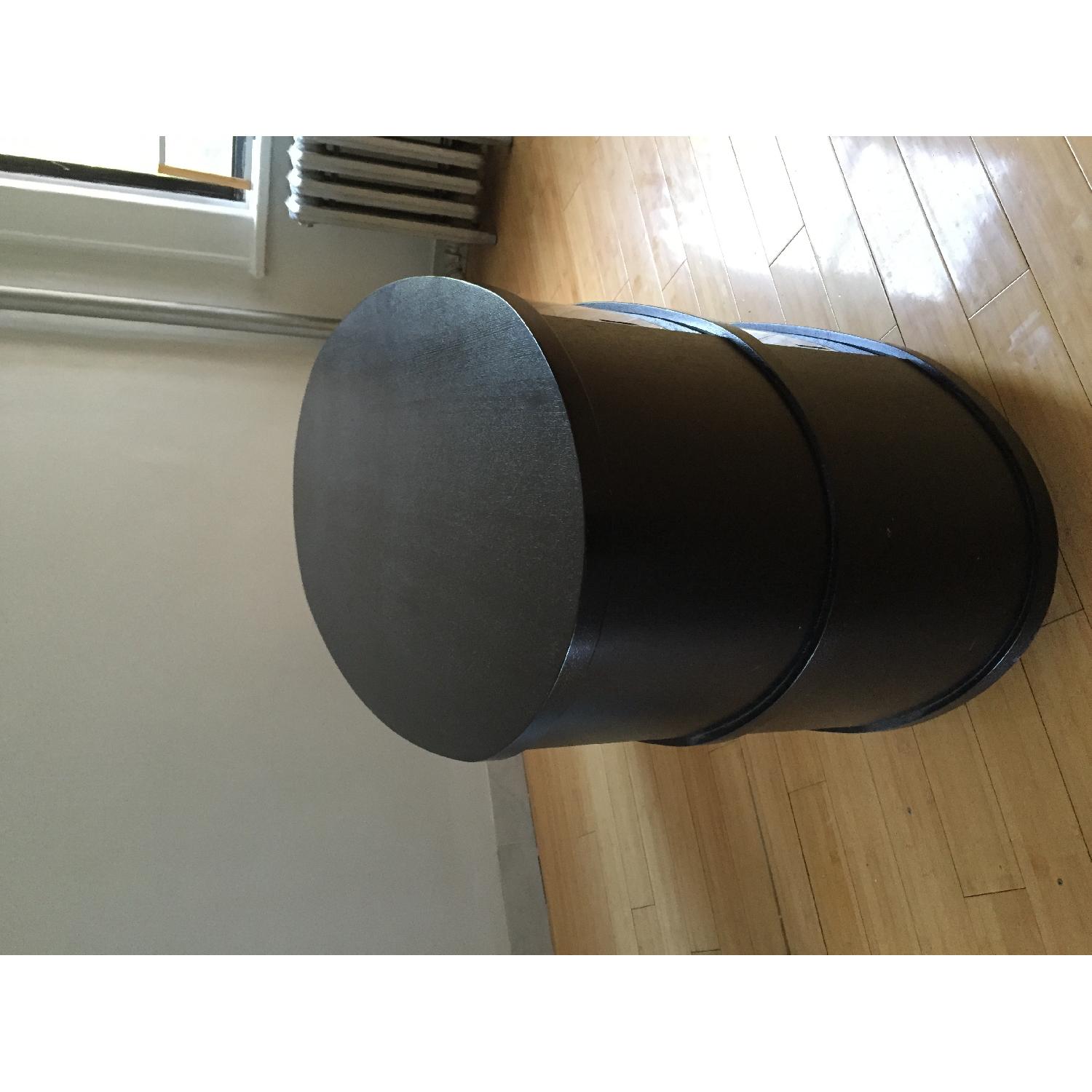 Black Oval Swivel TV stand with Sliding Glass Doors - image-2