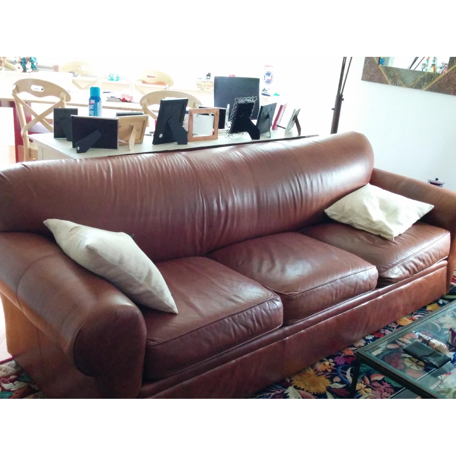 Brown Leather Sofa - image-1