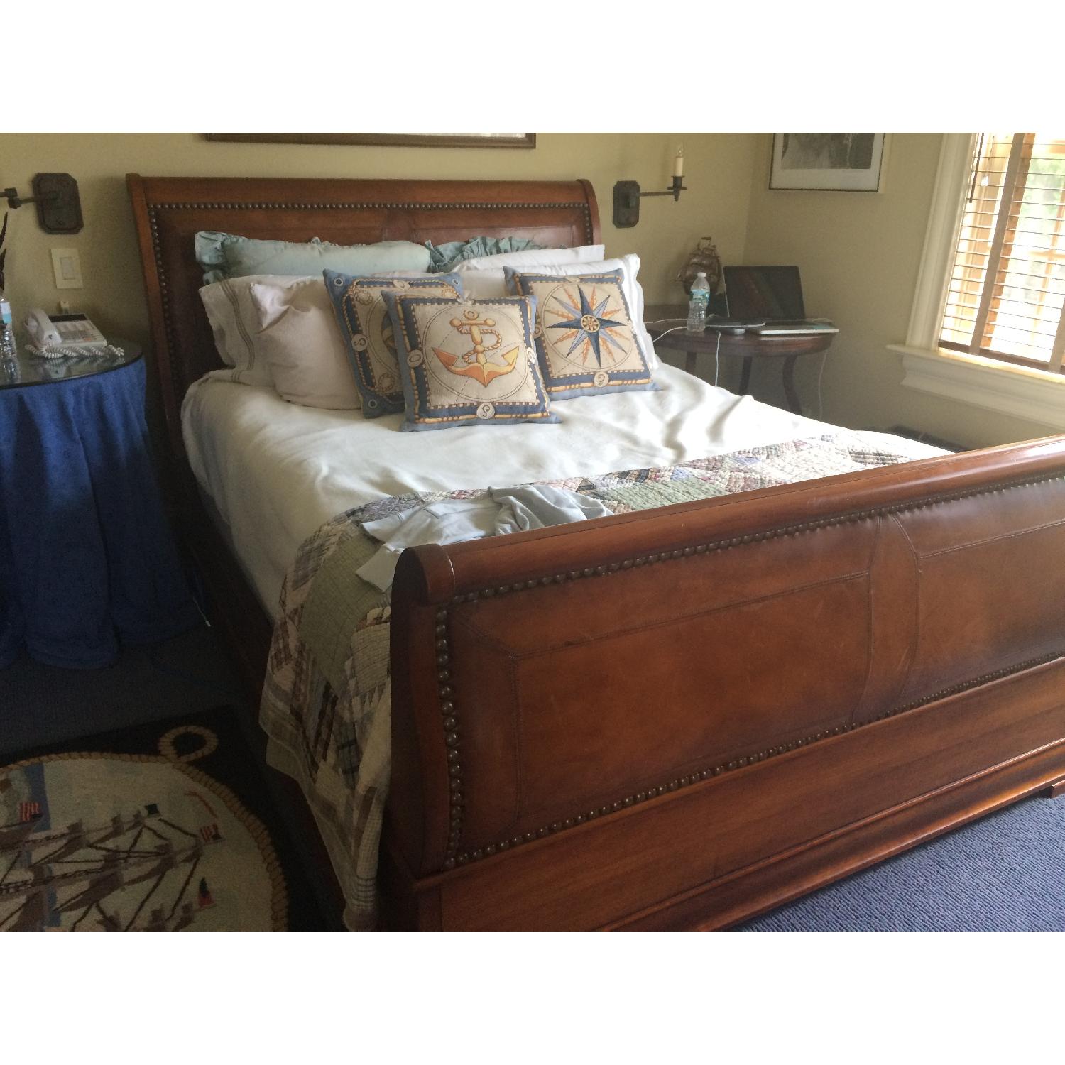 Henredon Mahogany/Leather King Bed Frame - image-1