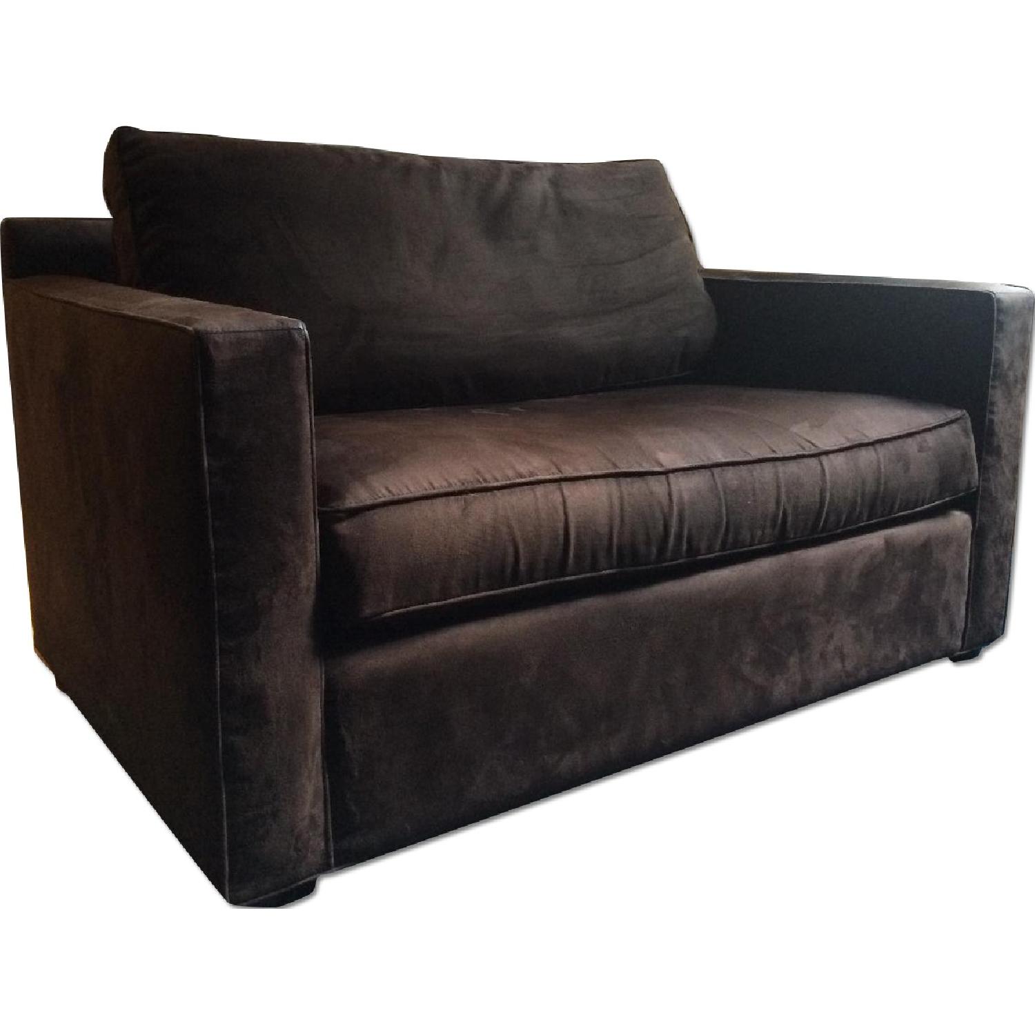 Crate & Barrel MicroVelvet Twin Sleeper Sofa AptDeco
